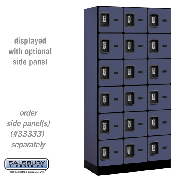 Salsbury 12" Wide Six Tier Box Style Designer Wood Locker - 3 Wide - 6 Feet High - 18 Inches Deep - - Electronic Locks