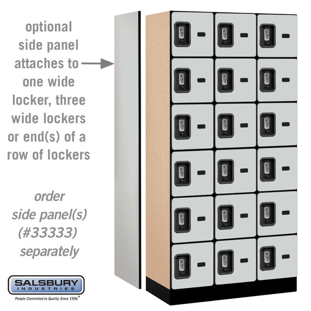 Salsbury 12" Wide Six Tier Box Style Designer Wood Locker - 3 Wide - 6 Feet High - 21 Inches Deep - - Resettable Combination Locks