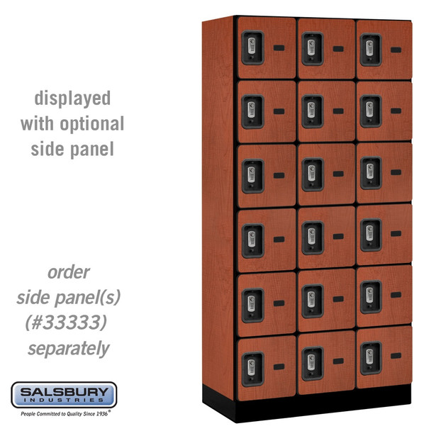 Salsbury 12" Wide Six Tier Box Style Designer Wood Locker - 3 Wide - 6 Feet High - 21 Inches Deep - - Resettable Combination Locks