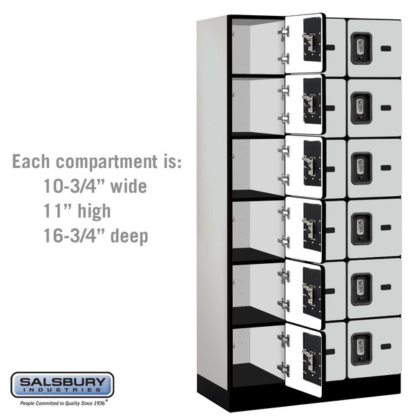 Salsbury 12" Wide Five Tier Box Style Designer Wood Locker - 3 Wide - 5 Feet High - 21 Inches Deep - - Electronic Locks