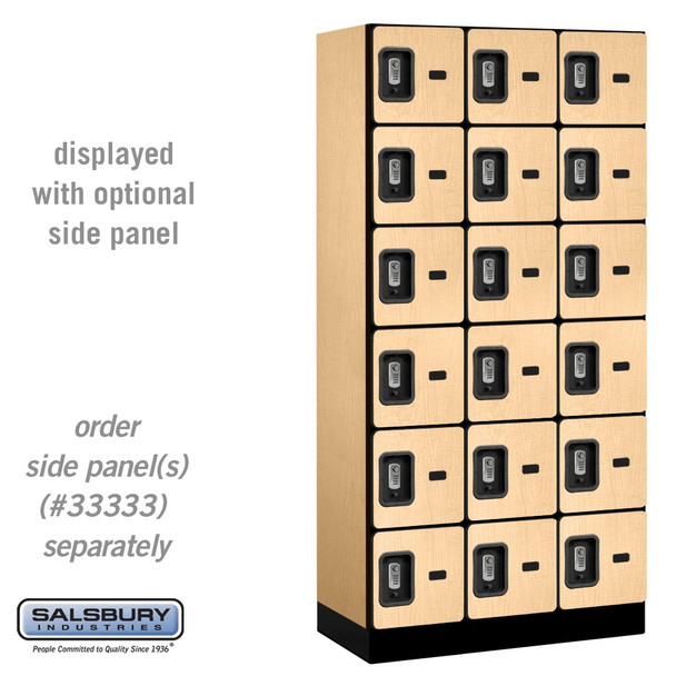Salsbury 12" Wide Five Tier Box Style Designer Wood Locker - 3 Wide - 5 Feet High - 21 Inches Deep - - Electronic Locks