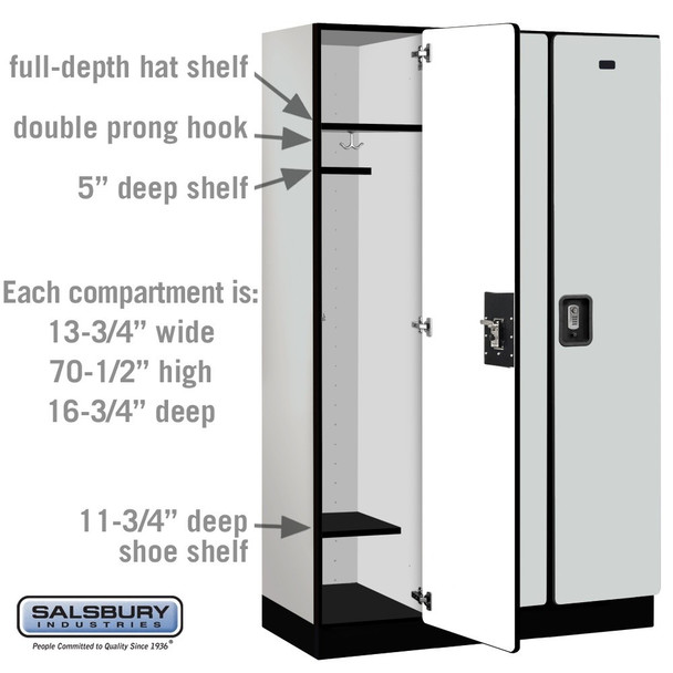 Salsbury 15" Wide Single Tier Designer Wood Locker - 3 Wide - 6 Feet High - 24 Inches Deep - - Resettable Combination Locks