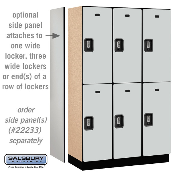 Salsbury 15" Wide Double Tier Designer Wood Locker - 3 Wide - 6 Feet High - 21 Inches Deep - - Resettable Combination Locks