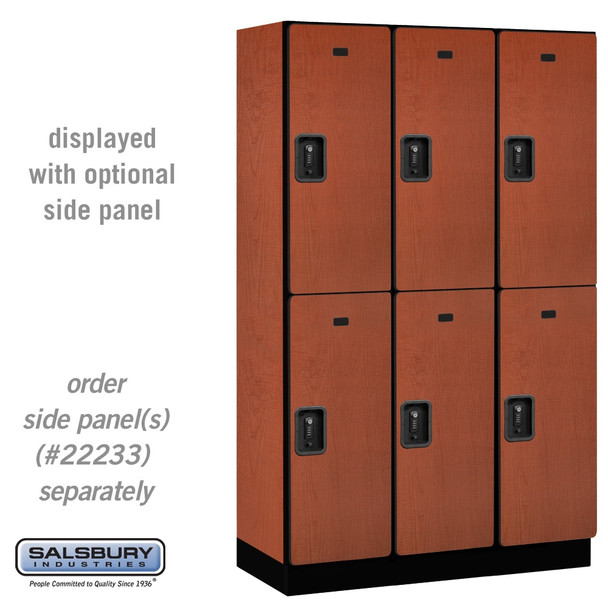 Salsbury 15" Wide Double Tier Designer Wood Locker - 3 Wide - 6 Feet High - 21 Inches Deep - - Resettable Combination Locks
