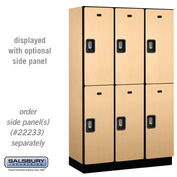Salsbury 15" Wide Double Tier Designer Wood Locker - 3 Wide - 6 Feet High - 21 Inches Deep - - Resettable Combination Locks