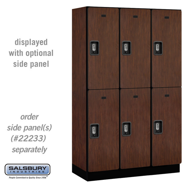 Salsbury 15" Wide Double Tier Designer Wood Locker - 3 Wide - 6 Feet High - 24 Inches Deep - - Resettable Combination Locks