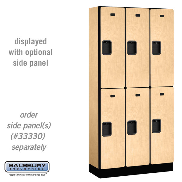 Salsbury 12" Wide Double Tier Designer Wood Locker - 3 Wide - 6 Feet High - 15 Inches Deep - - Hasps