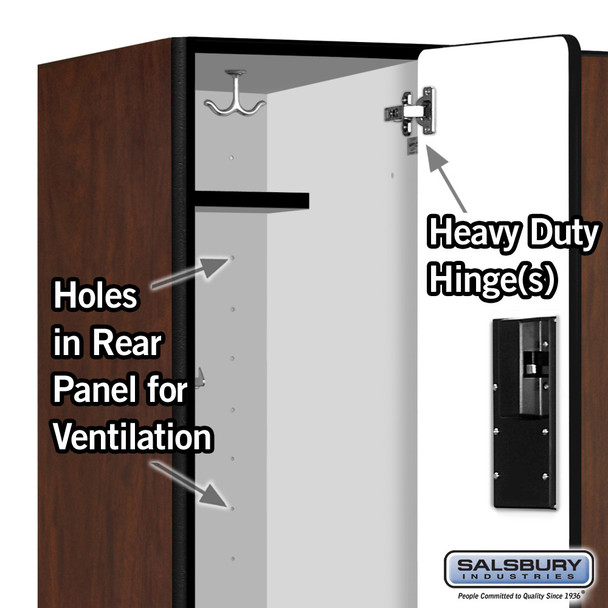 Salsbury 12" Wide Double Tier Designer Wood Locker - 3 Wide - 6 Feet High - 18 Inches Deep - - Hasps