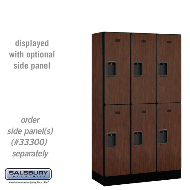 Salsbury 12" Wide Double Tier Designer Wood Locker - 3 Wide - 6 Feet High - 18 Inches Deep - - Hasps