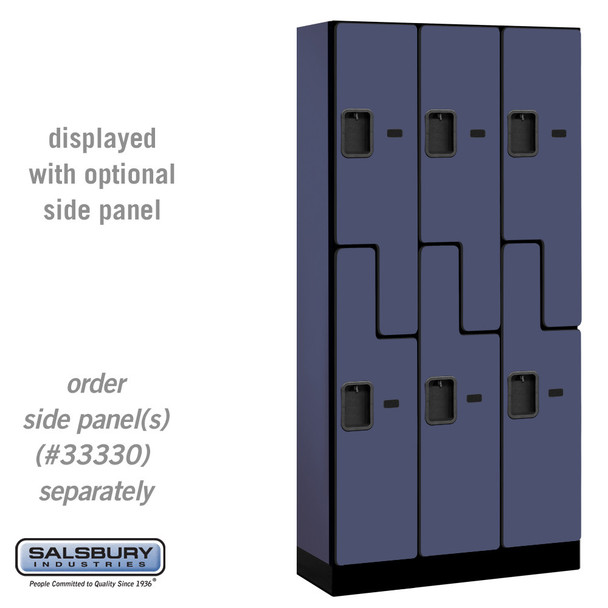 Salsbury 12" Wide Double Tier 'S' Style Designer Wood Locker - 3 Wide - 5 Feet High - 15 Inches Deep - - Hasps