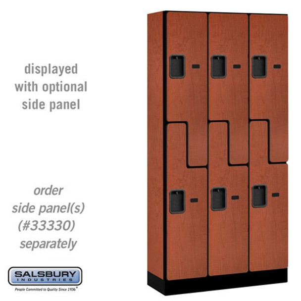 Salsbury 12" Wide Double Tier 'S' Style Designer Wood Locker - 3 Wide - 6 Feet High - 18 Inches Deep - - Hasps
