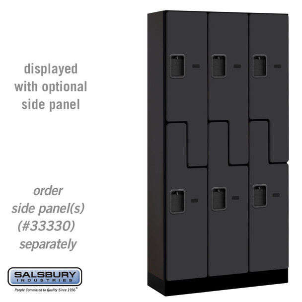 Salsbury 12" Wide Double Tier 'S' Style Designer Wood Locker - 3 Wide - 6 Feet High - 18 Inches Deep - - Hasps