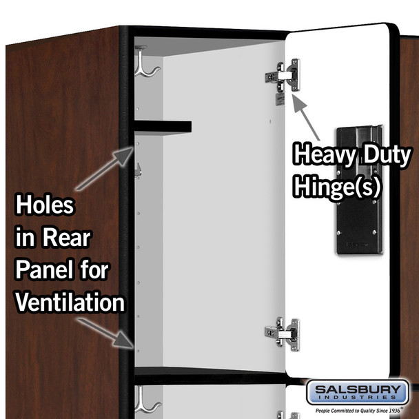 Salsbury 12" Wide Double Tier 'S' Style Designer Wood Locker - 3 Wide - 6 Feet High - 18 Inches Deep - - Hasps