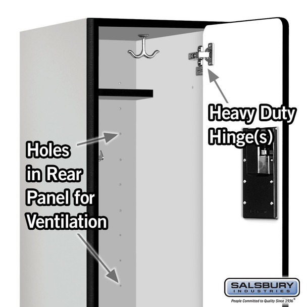 Salsbury 12" Wide Double Tier 'S' Style Designer Wood Locker - 1 Wide - 5 Feet High - 15 Inches Deep - - Hasps