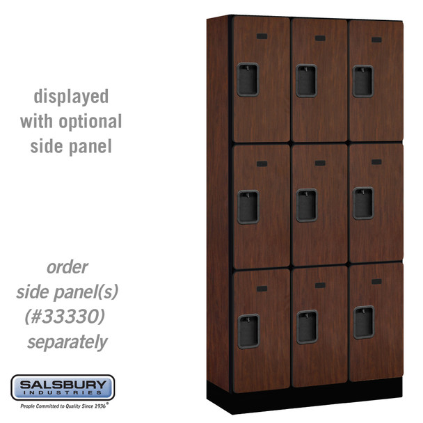Salsbury 12" Wide Triple Tier Designer Wood Locker - 3 Wide - 6 Feet High - 15 Inches Deep - - Hasps