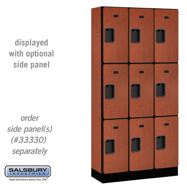 Salsbury 12" Wide Triple Tier Designer Wood Locker - 3 Wide - 5 Feet High - 15 Inches Deep - - Hasps