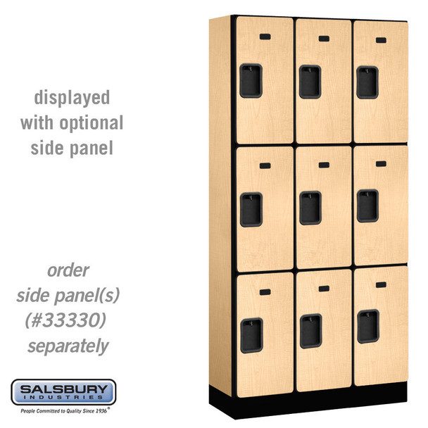 Salsbury 12" Wide Triple Tier Designer Wood Locker - 3 Wide - 6 Feet High - 21 Inches Deep - Hasps