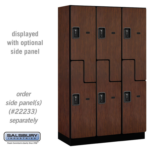 Salsbury 15" Wide Double Tier 'S' Style Designer Wood Locker - 3 Wide - 6 Feet High - 18 Inches Deep - - Electronic Locks