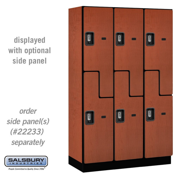 Salsbury 15" Wide Double Tier 'S' Style Designer Wood Locker - 3 Wide - 6 Feet High - 21 Inches Deep - - Resettable Combination Locks