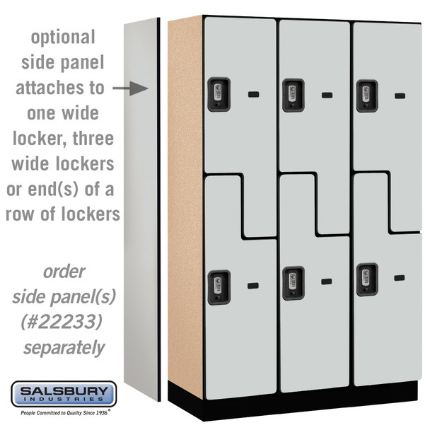 Salsbury 15" Wide Double Tier 'S' Style Designer Wood Locker - 3 Wide - 6 Feet High - 21 Inches Deep - - Resettable Combination Locks