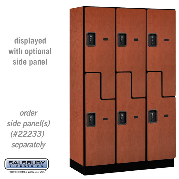 Salsbury 15" Wide Double Tier 'S' Style Designer Wood Locker - 3 Wide - 6 Feet High - 21 Inches Deep - - Resettable Combination Locks