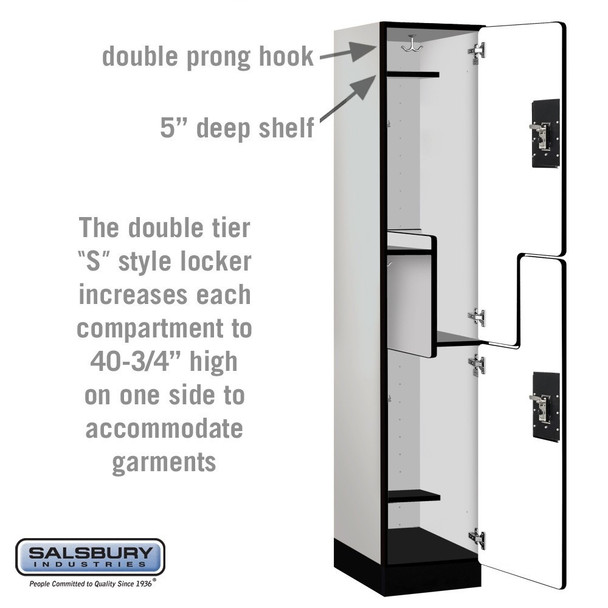 Salsbury 15" Wide Double Tier 'S' Style Designer Wood Locker - 1 Wide - 6 Feet High - 21 Inches Deep - - Electronic Locks