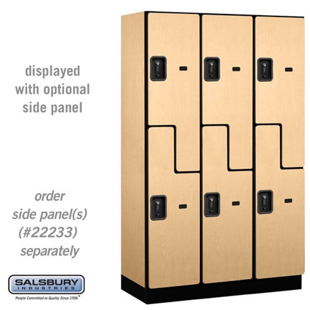 Salsbury 15" Wide Double Tier 'S' Style Designer Wood Locker - 3 Wide - 6 Feet High - 24 Inches Deep - - Electronic Locks