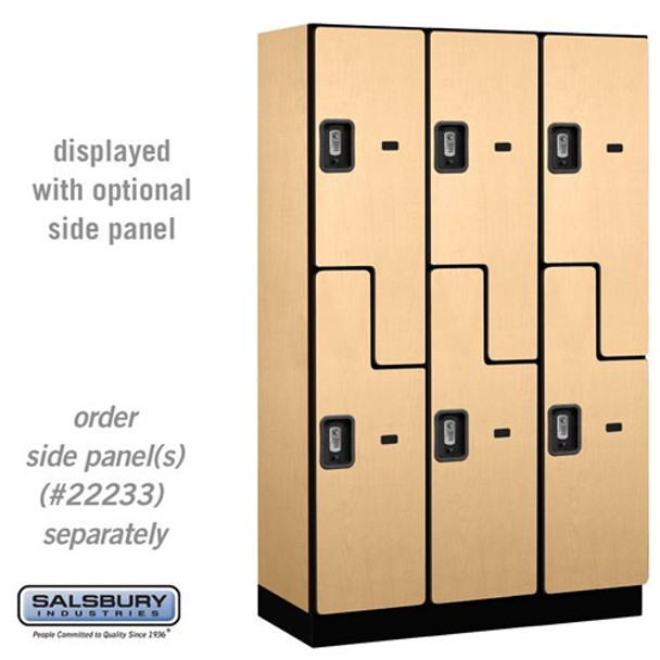 Salsbury 15" Wide Double Tier 'S' Style Designer Wood Locker - 3 Wide - 6 Feet High - 24 Inches Deep - - Electronic Locks