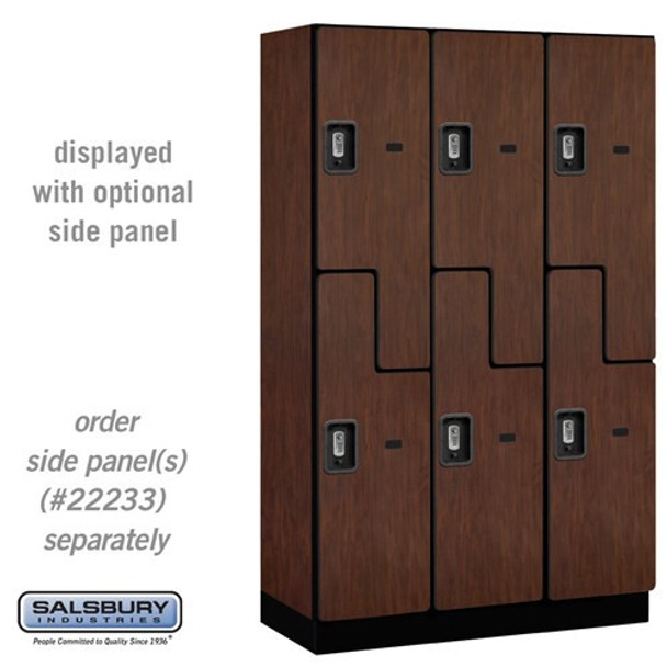 Salsbury 15" Wide Double Tier 'S' Style Designer Wood Locker - 3 Wide - 6 Feet High - 24 Inches Deep - - Electronic Locks