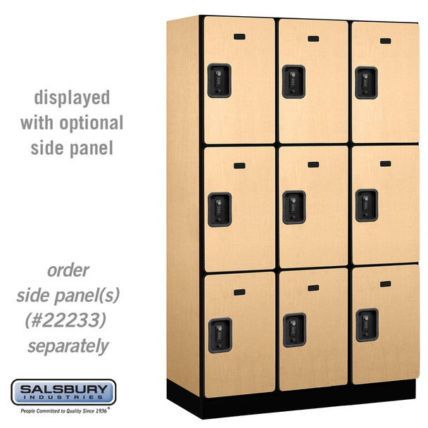 Salsbury 15" Wide Triple Tier Designer Wood Locker - 3 Wide - 6 Feet High - 21 Inches Deep - Electronic Locks