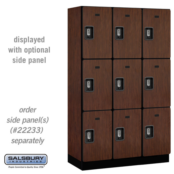 Salsbury 15" Wide Four Tier Designer Wood Locker - 3 Wide - 6 Feet High - 18 Inches Deep - Resettable Combination Locks