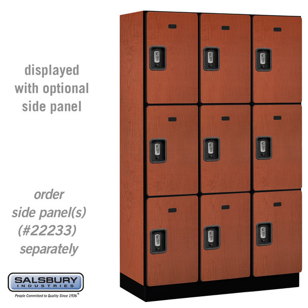 Salsbury 15" Wide Four Tier Designer Wood Locker - 3 Wide - 6 Feet High - 18 Inches Deep - Electronic Locks