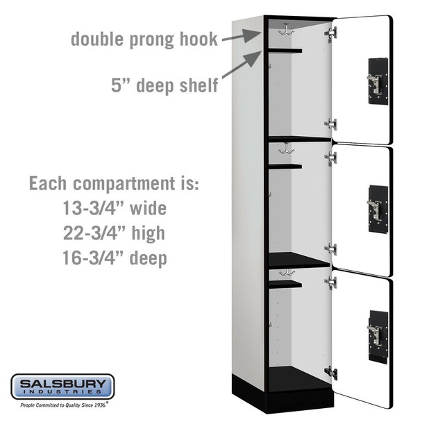 Salsbury 15" Wide Four Tier Designer Wood Locker - 1 Wide - 6 Feet High - 24 Inches Deep - Electronic Locks