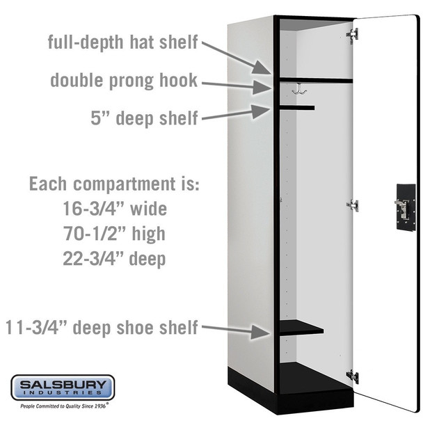 Salsbury 18" Wide Single Tier Designer Wood Locker - 1 Wide - 6 Feet High - 24 Inches Deep - - Electronic Locks