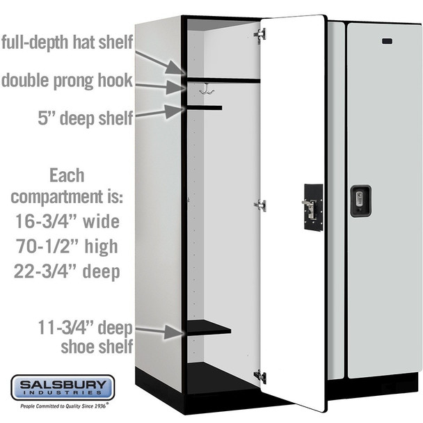 Salsbury 18" Wide Single Tier Designer Wood Locker - 3 Wide - 6 Feet High - 21 Inches Deep - - Electronic Locks