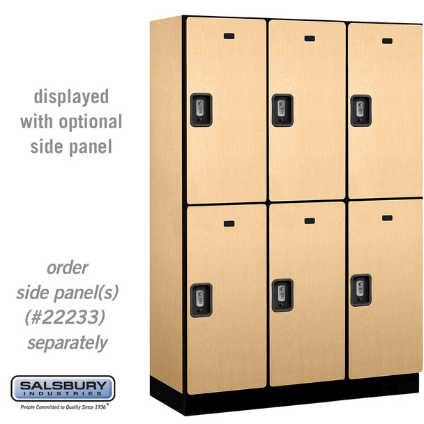Salsbury 18" Wide Double Tier Designer Wood Locker - 3 Wide - 6 Feet High - 18 Inches Deep - - Resettable Combination Locks