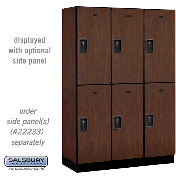 Salsbury 18" Wide Double Tier Designer Wood Locker - 3 Wide - 6 Feet High - 21 Inches Deep - - Electronic Locks