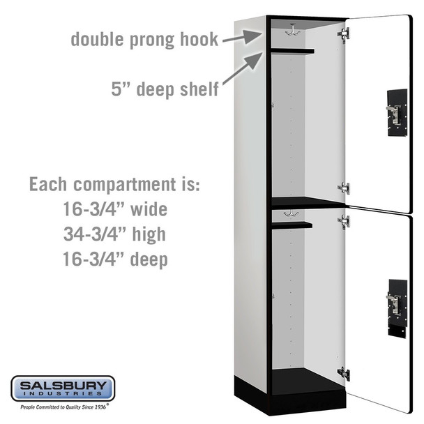 Salsbury 18" Wide Double Tier Designer Wood Locker - 1 Wide - 6 Feet High - 21 Inches Deep - - Resettable Combination Locks