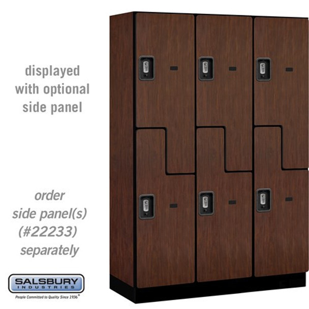 Salsbury 18" Wide Double Tier 'S' Style Designer Wood Locker - 3 Wide - 6 Feet High - 18 Inches Deep - - Electronic Locks