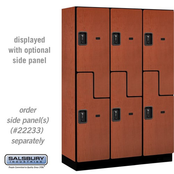 Salsbury 18" Wide Double Tier 'S' Style Designer Wood Locker - 3 Wide - 6 Feet High - 18 Inches Deep - - Electronic Locks