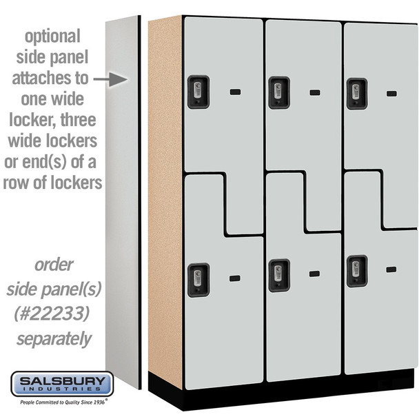 Salsbury 18" Wide Double Tier 'S' Style Designer Wood Locker - 3 Wide - 6 Feet High - 21 Inches Deep - - Electronic Locks