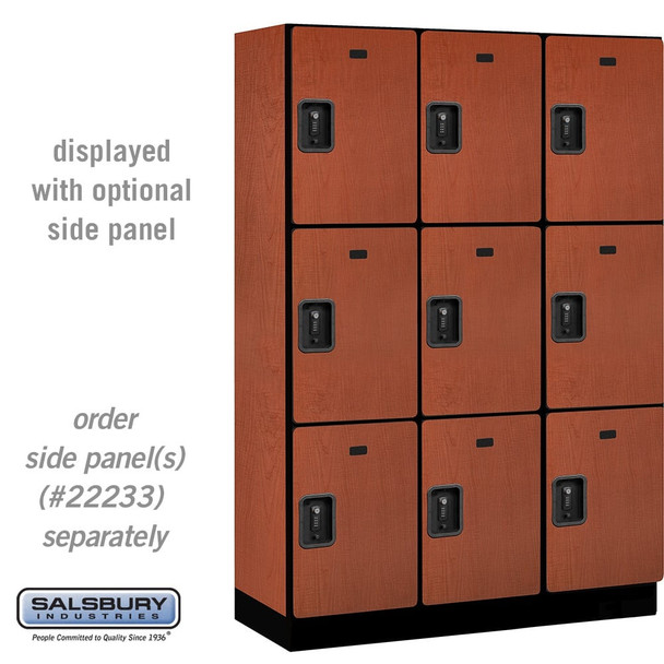 Salsbury 18" Wide Triple Tier Designer Wood Locker - 3 Wide - 6 Feet High - 24 Inches Deep - - Electronic Locks