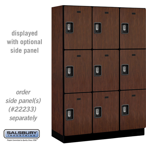Salsbury 18" Wide Four Tier Designer Wood Locker - 3 Wide - 6 Feet High - 24 Inches Deep - - Electronic Locks