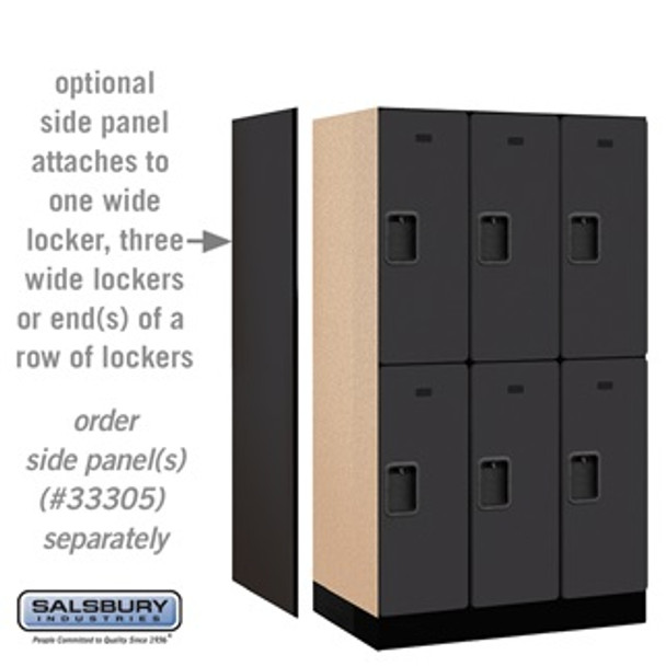 Designer Wood Locker - Double Tier 3 Wide 5 Feet High 21 Inches Deep Black