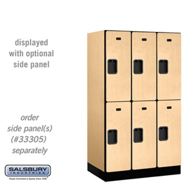 Designer Wood Locker - Double Tier 3 Wide 5 Feet High 21 Inches Deep Maple