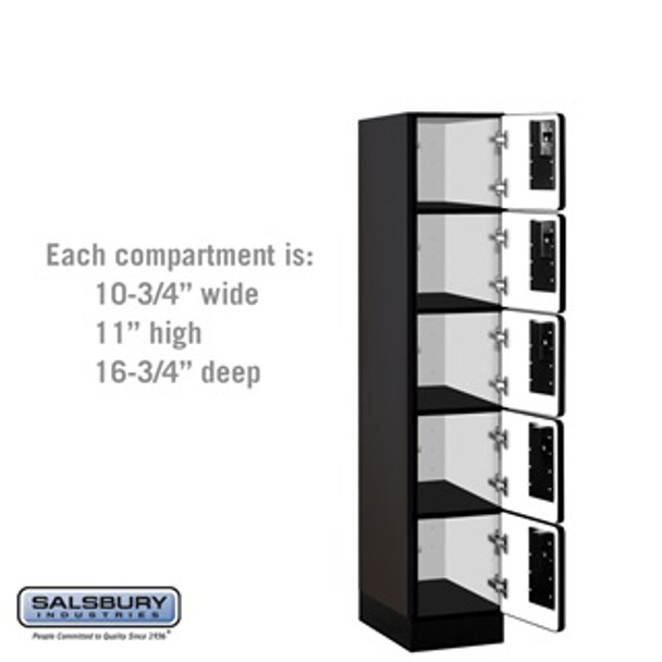 Designer Wood Locker - Five Tier Box Style 1 Wide 5 Feet High 18 Inches Deep Black