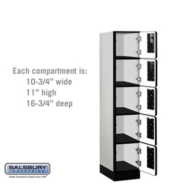 Designer Wood Locker - Five Tier Box Style 1 Wide 5 Feet High 18 Inches Deep Gray