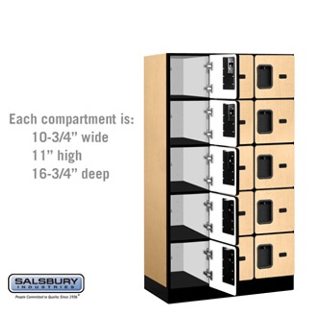 Designer Wood Locker - Five Tier Box Style 3 Wide 5 Feet High 18 Inches Deep Maple