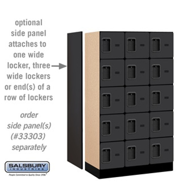 Designer Wood Locker - Five Tier Box Style 3 Wide 5 Feet High 18 Inches Deep Black