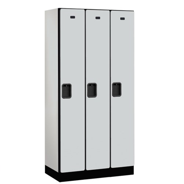 Designer Wood Locker - Single Tier 3 Wide 6 Feet High 15 Inches Deep Gray Designer Wood Locker - Single Tier 3 Wide 6 Feet High 15 Inches Deep Gray